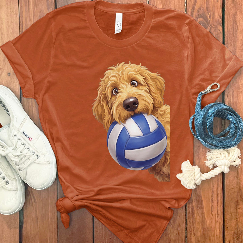 Golden Goldendoodle Volleyball T-Shirt in Autumn / S by Puppy Jo
