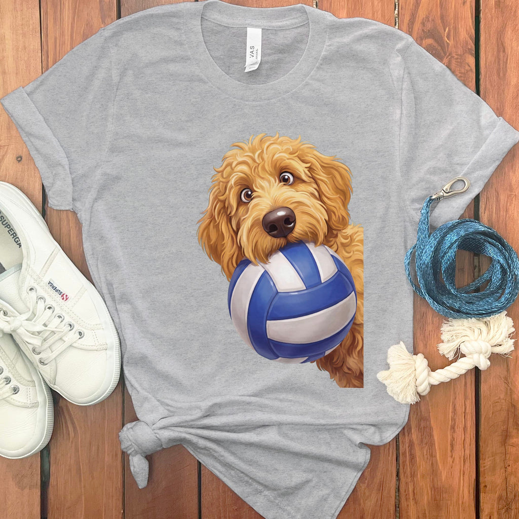 Golden Goldendoodle Volleyball T-Shirt in Athletic Heather / S by Puppy Jo