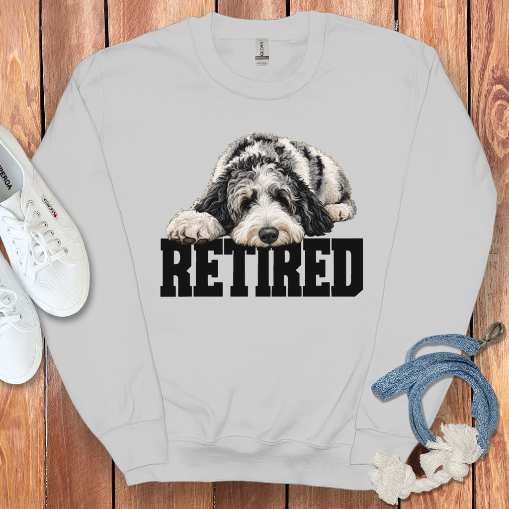Retired Sleeping Merle Goldendoodle Sweatshirt in Sport Grey / S by Puppy Jo