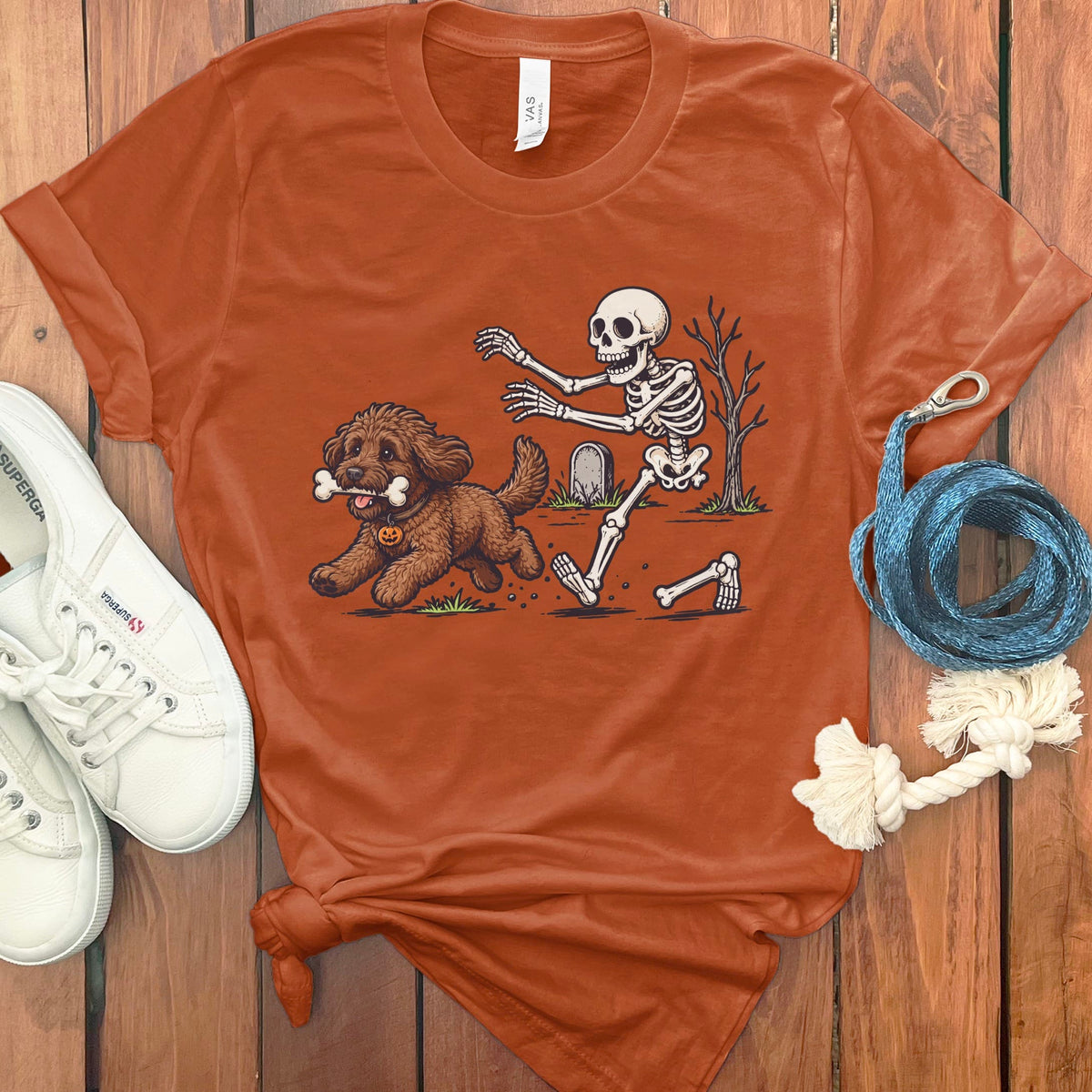 Chocolate Goldendoodle Bone Thief T-Shirt in Autumn / S by Puppy Jo