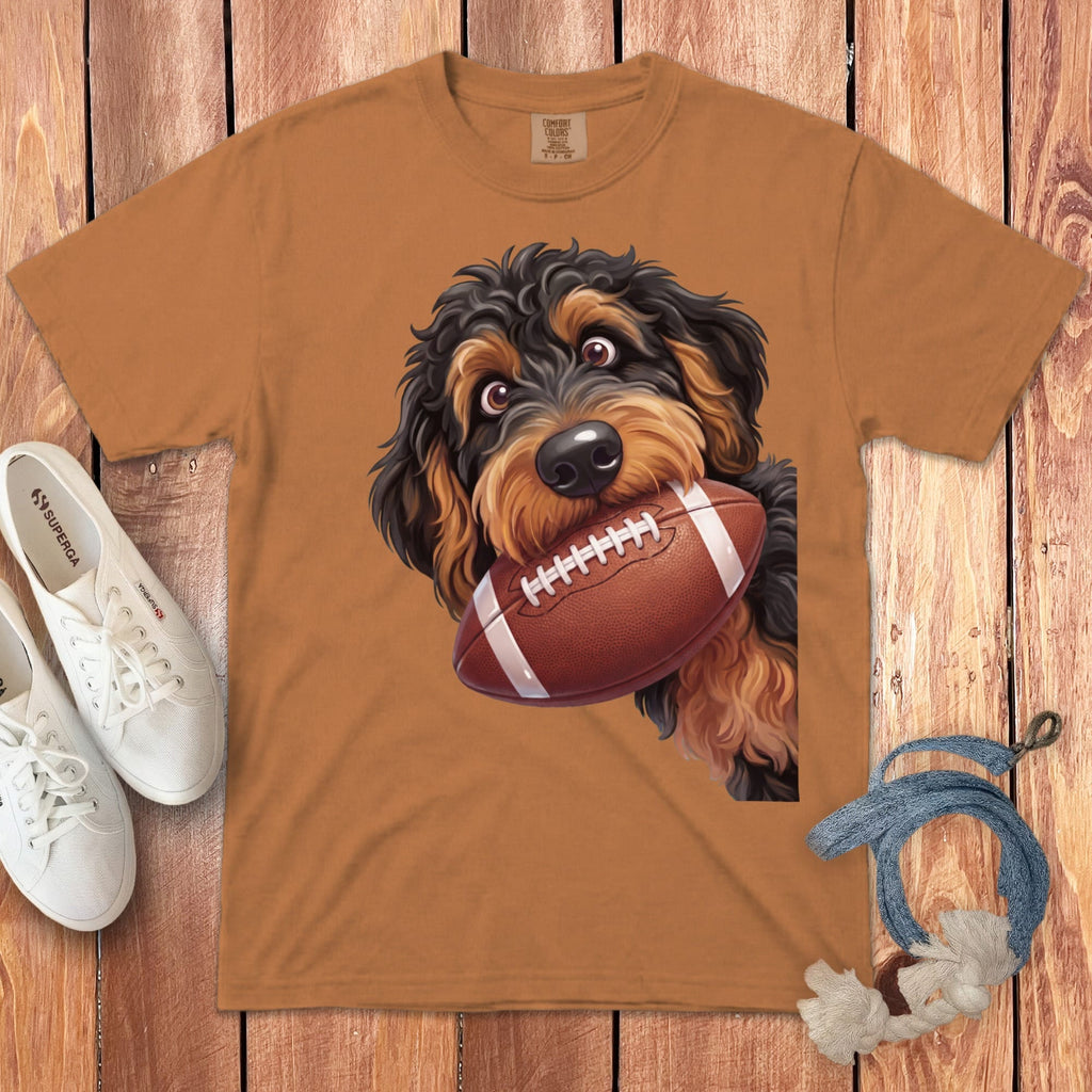 Phantom Goldendoodle Football Signature T-Shirt in Yam / S by Puppy Jo