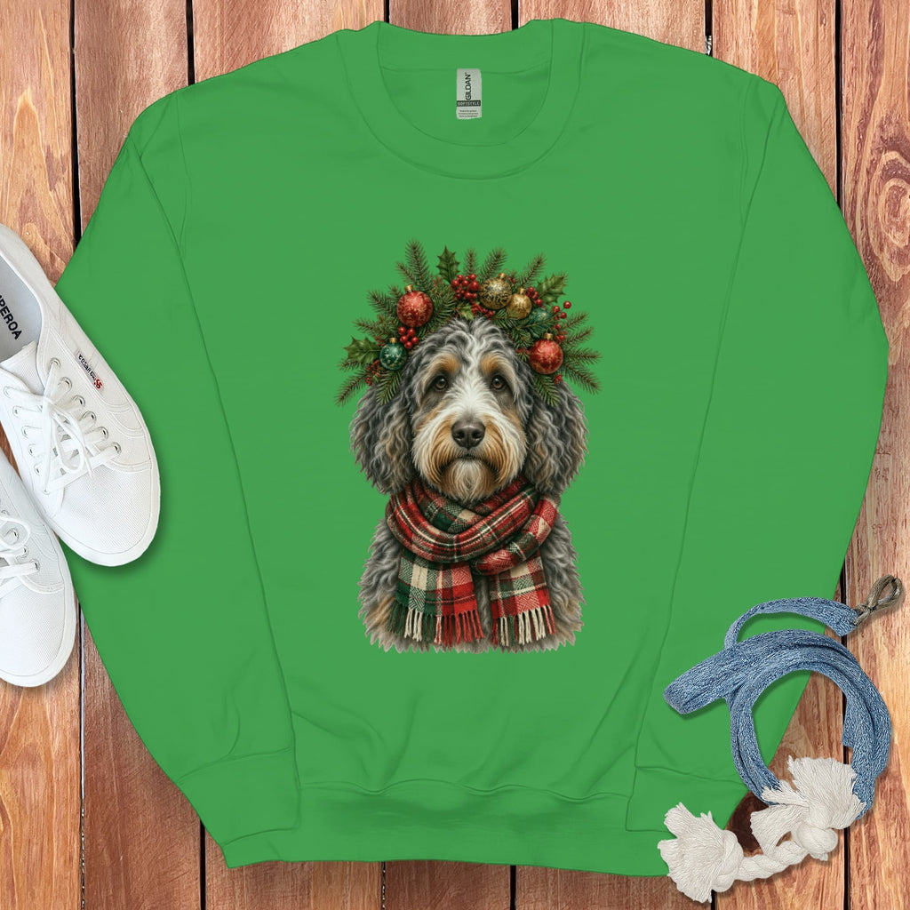 Aussiedoodle Holiday Crown Sweatshirt in Irish Green / S by Puppy Jo