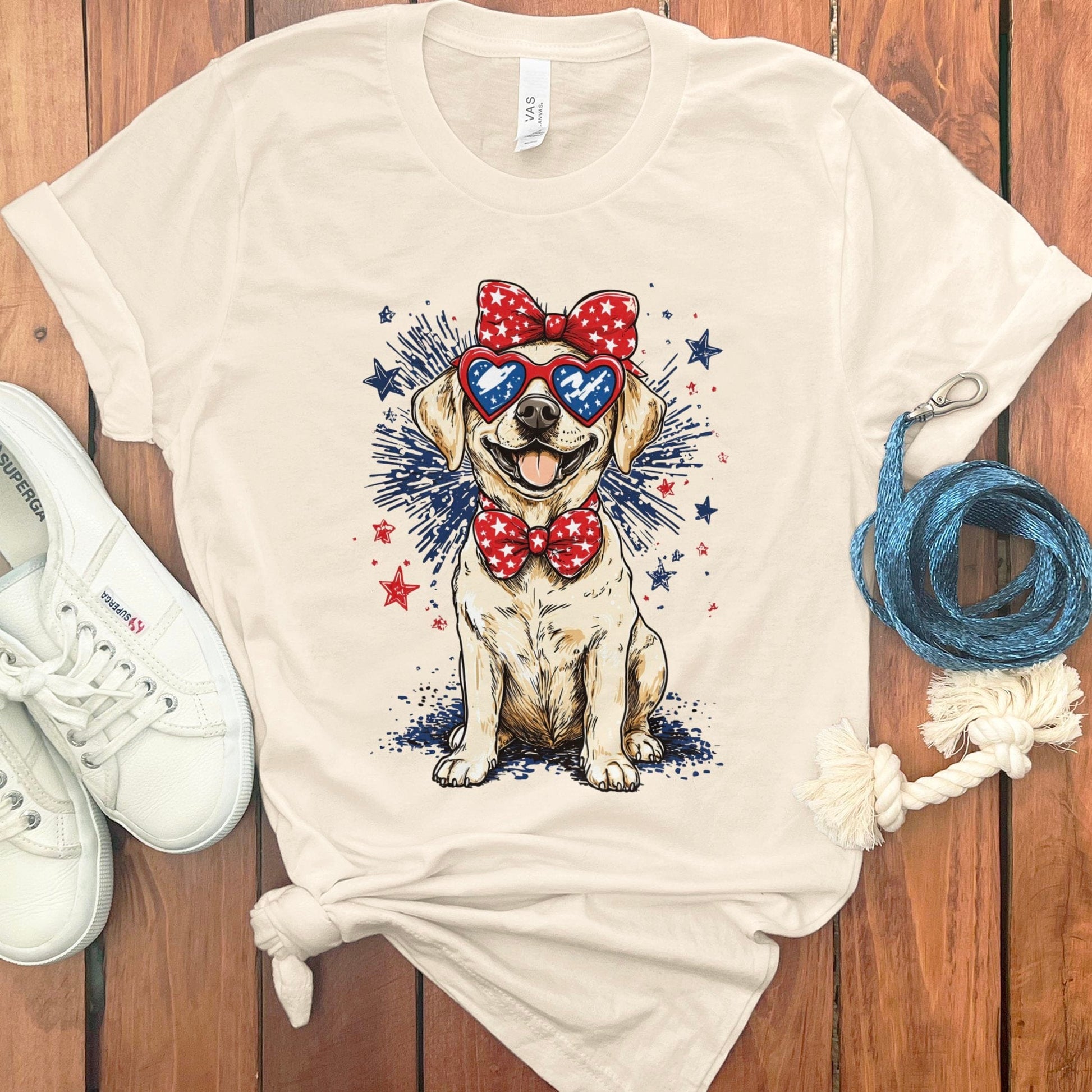 Adorable Patriotic Dog with Red Bow Tie T-shirt product