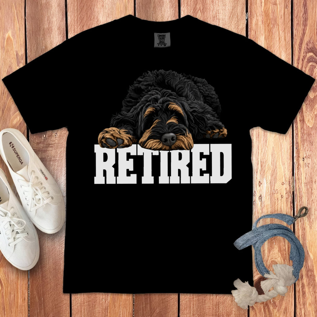 Retired Sleeping Phantom Goldendoodle Signature T-Shirt in Black / S by Puppy Jo