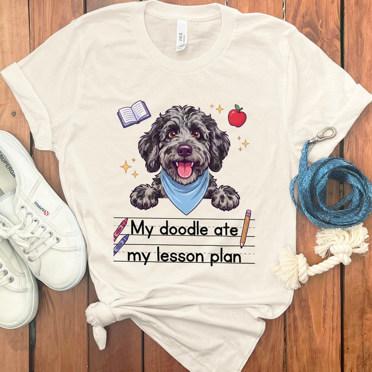 Merle Goldendoodle Ate Lesson T-Shirt in Natural / S by Puppy Jo