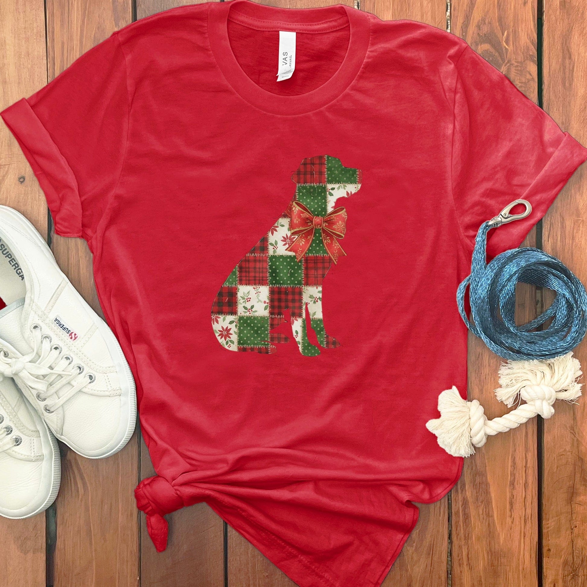 Red Festive Dog Silhouette Graphic Print T-shirt product