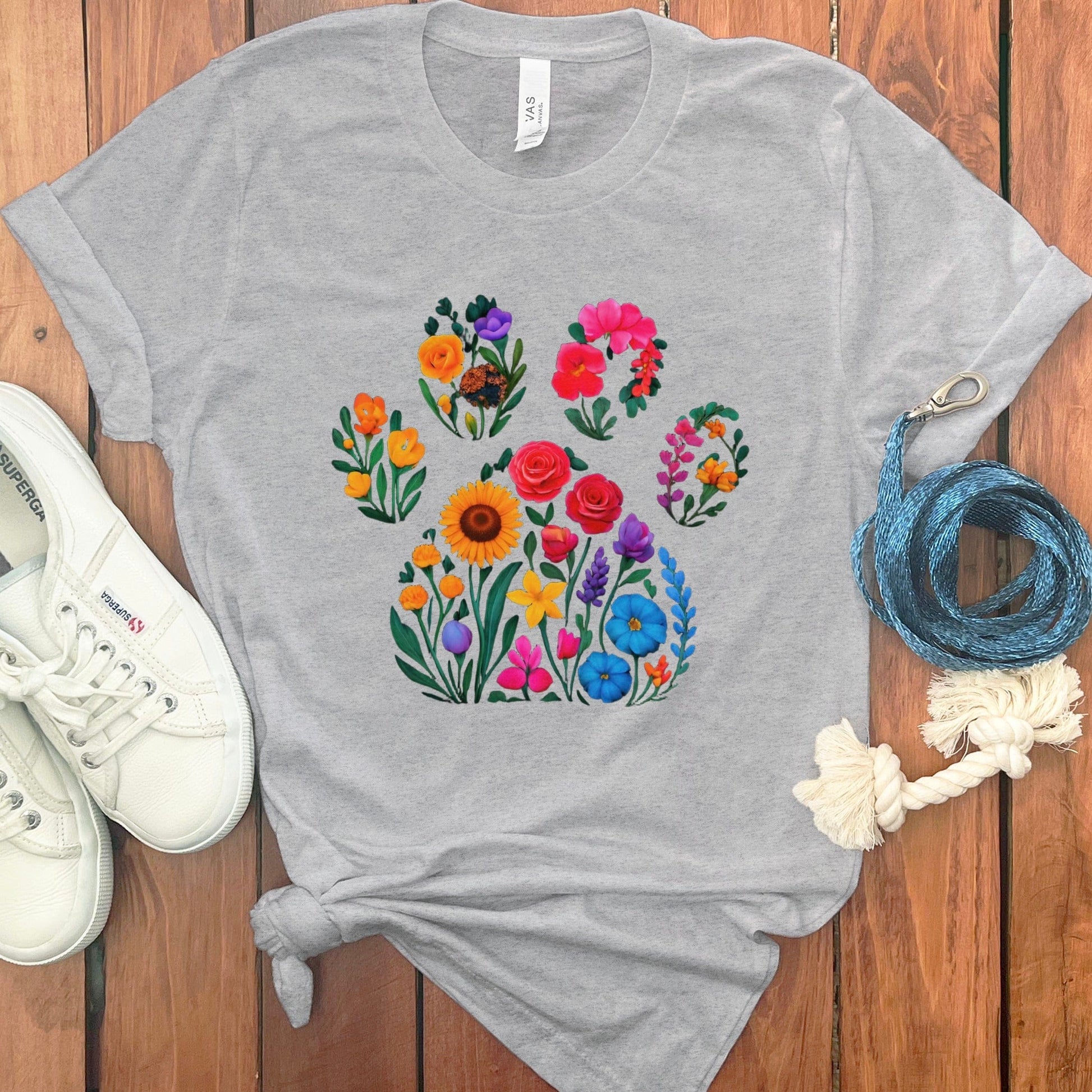 Vibrant Floral Paw Print T-shirt product