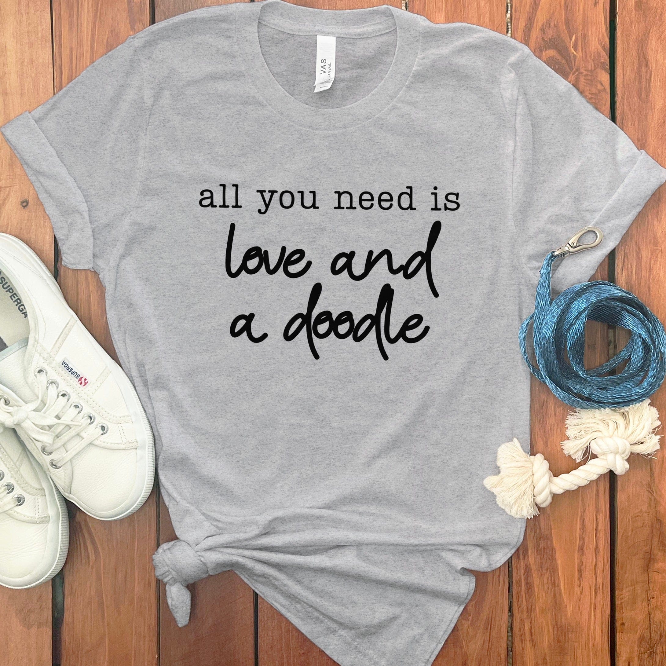 All You Need Doodle T-Shirt in Athletic Heather / S by Puppy Jo
