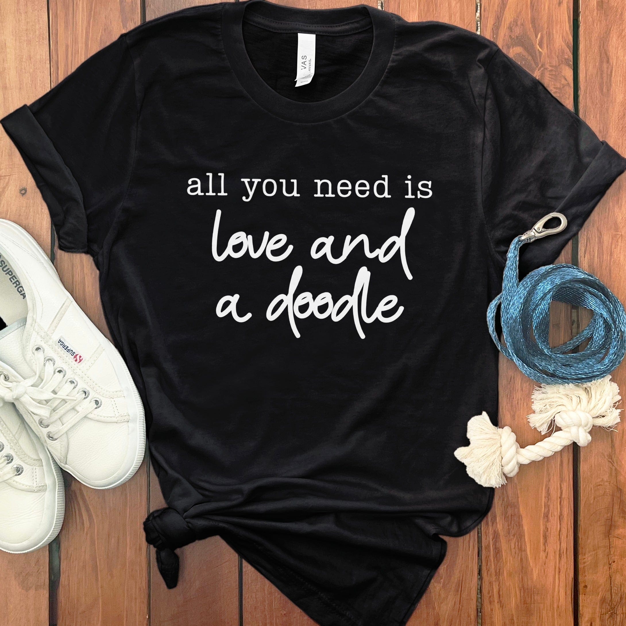 All You Need Doodle T-Shirt in Black / S by Puppy Jo