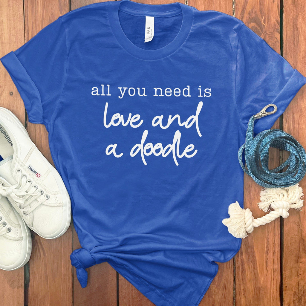 All You Need Doodle T-Shirt in True Royal / S by Puppy Jo