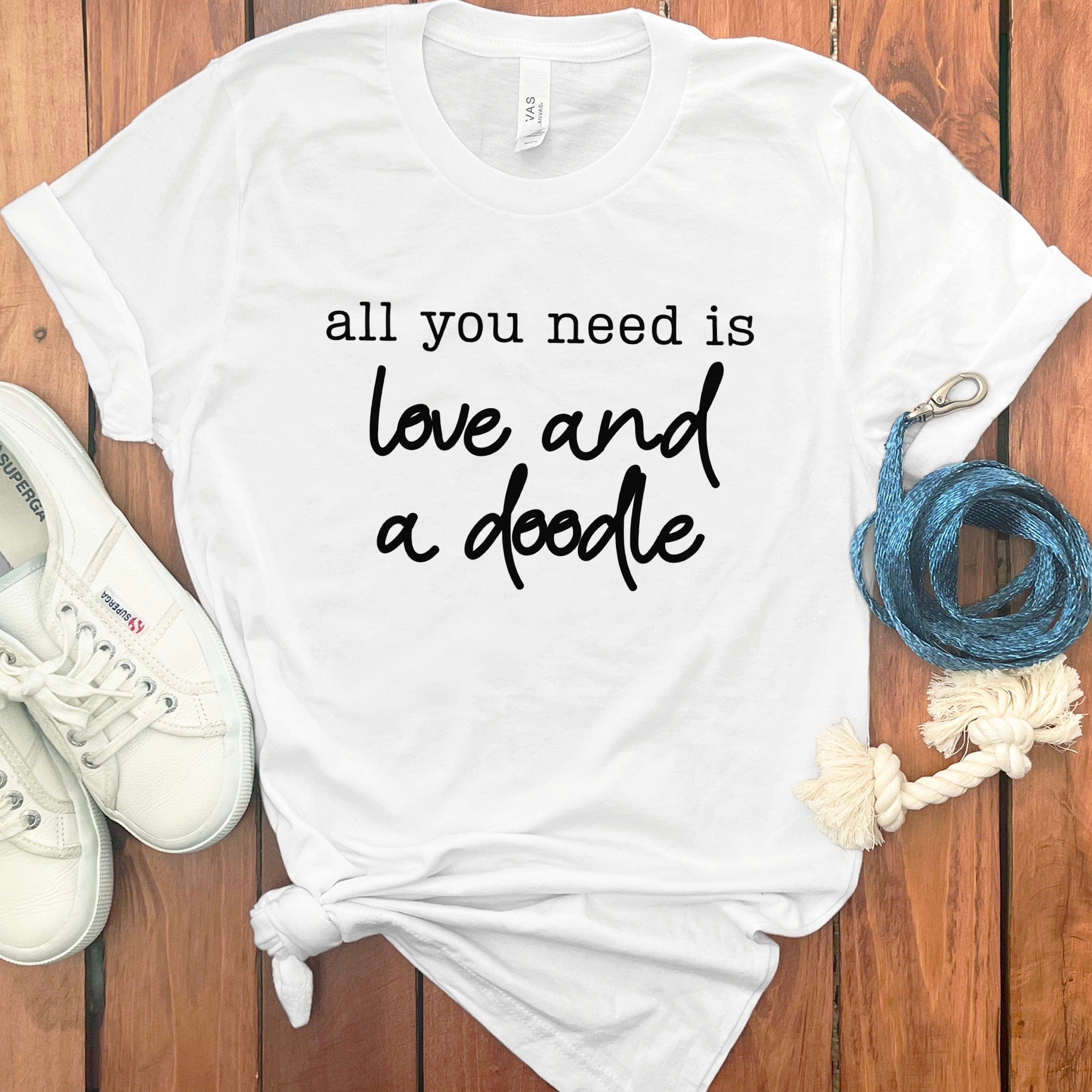 All You Need Doodle T-Shirt in White / S by Puppy Jo