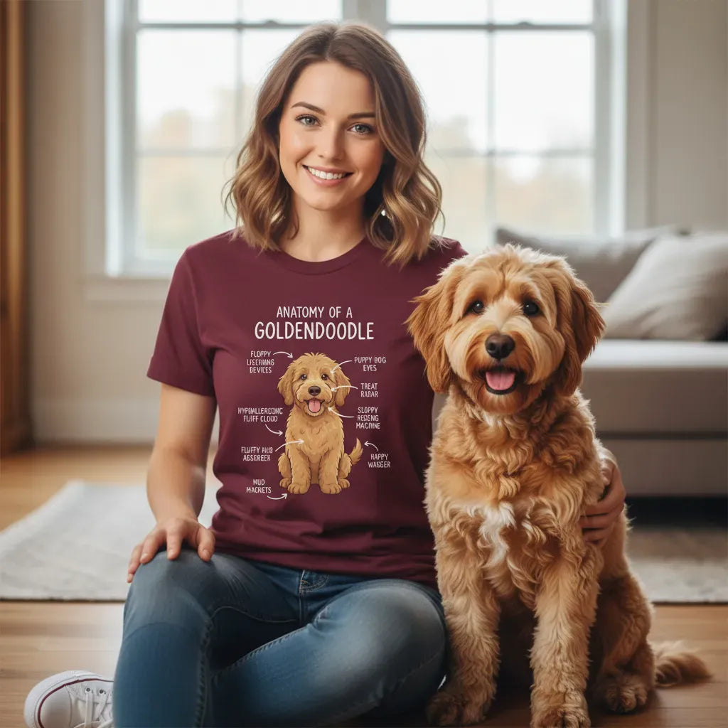 Anatomy Apricot Goldendoodle T-Shirt in by Puppy Jo