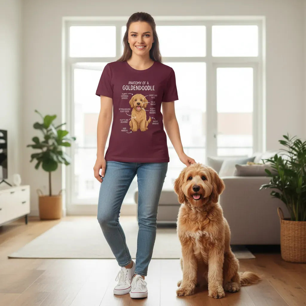 Anatomy Apricot Goldendoodle T-Shirt in by Puppy Jo