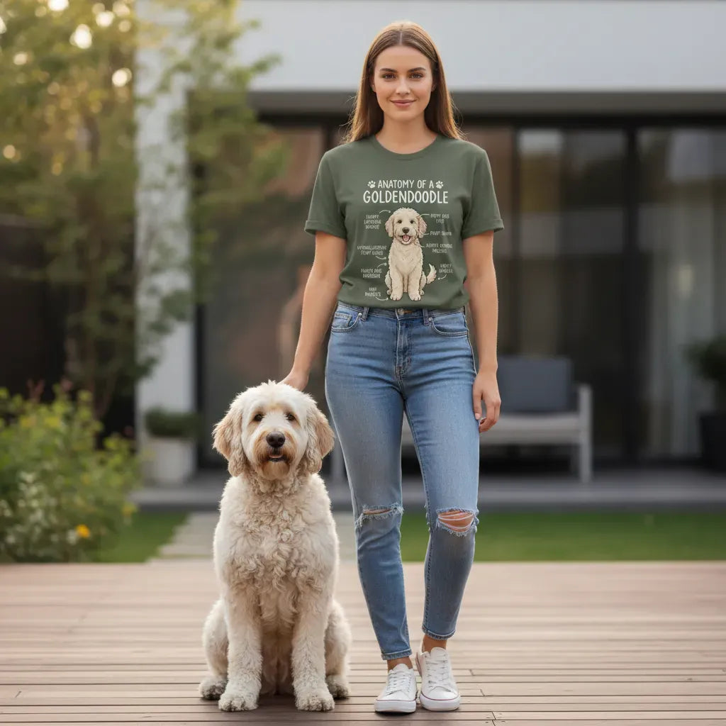 Anatomy Cream Goldendoodle T-Shirt in by Puppy Jo