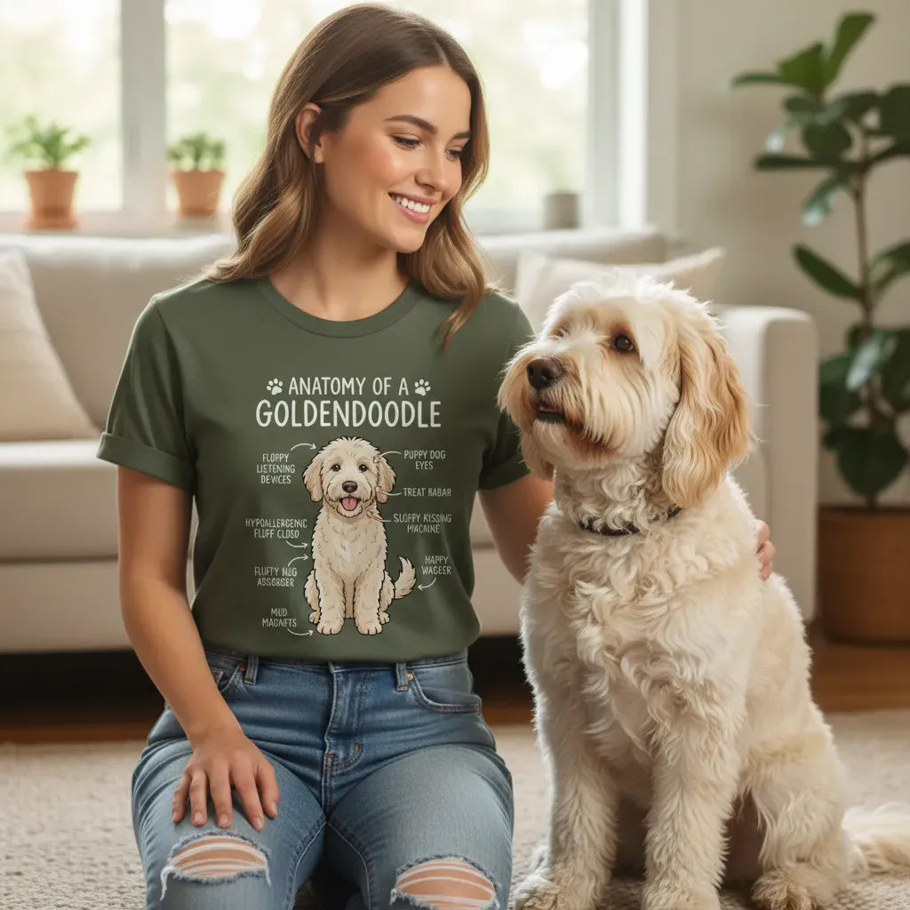 Anatomy Cream Goldendoodle T-Shirt in by Puppy Jo