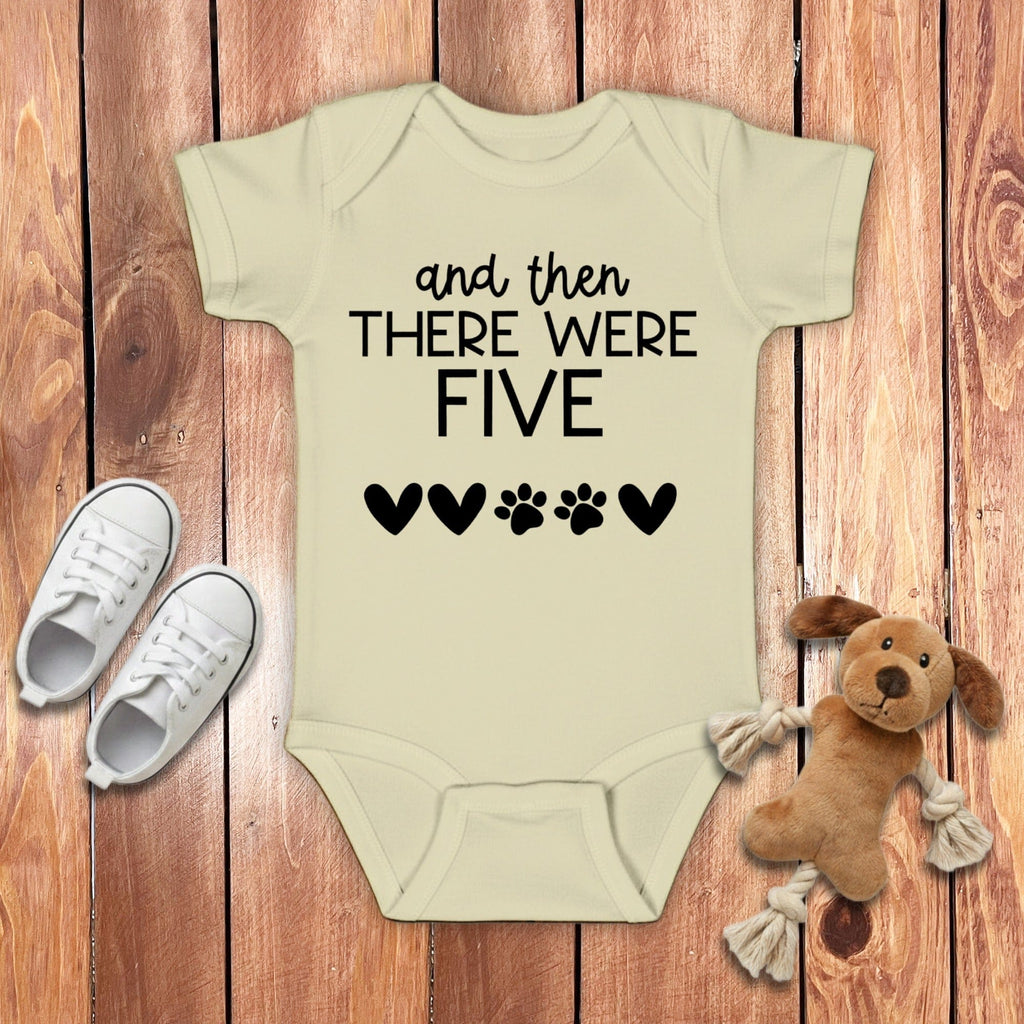 And Then There Were Five Bodysuit in Natural / NB (0-3M) by Puppy Jo