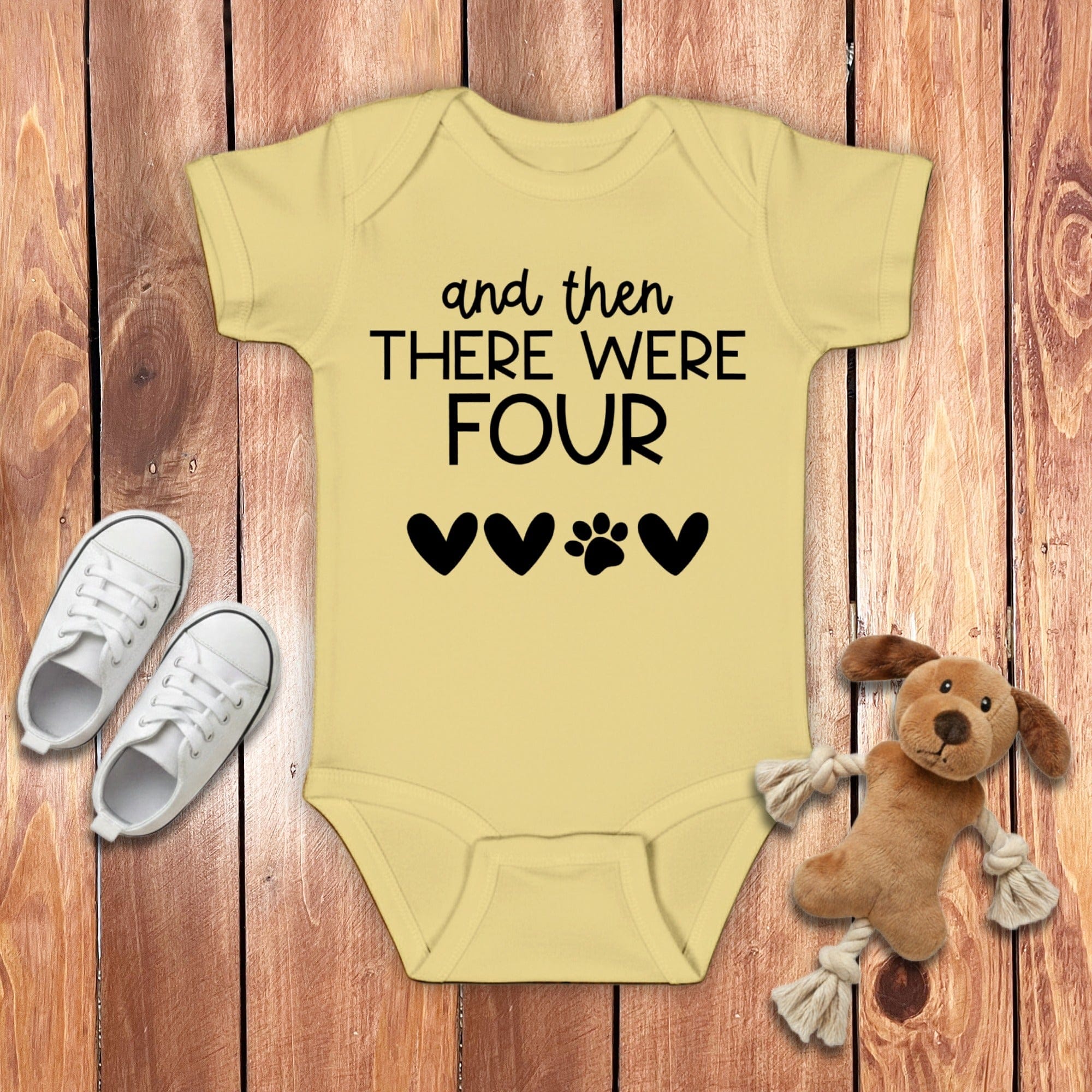 And Then There Were Four Bodysuit in Banana / NB (0-3M) by Puppy Jo