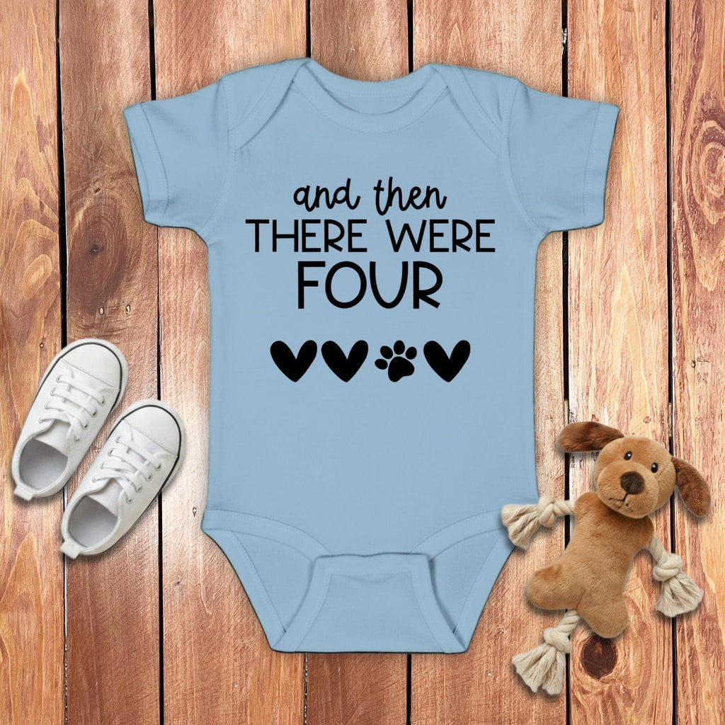 And Then There Were Four Bodysuit in Light Blue / NB (0-3M) by Puppy Jo