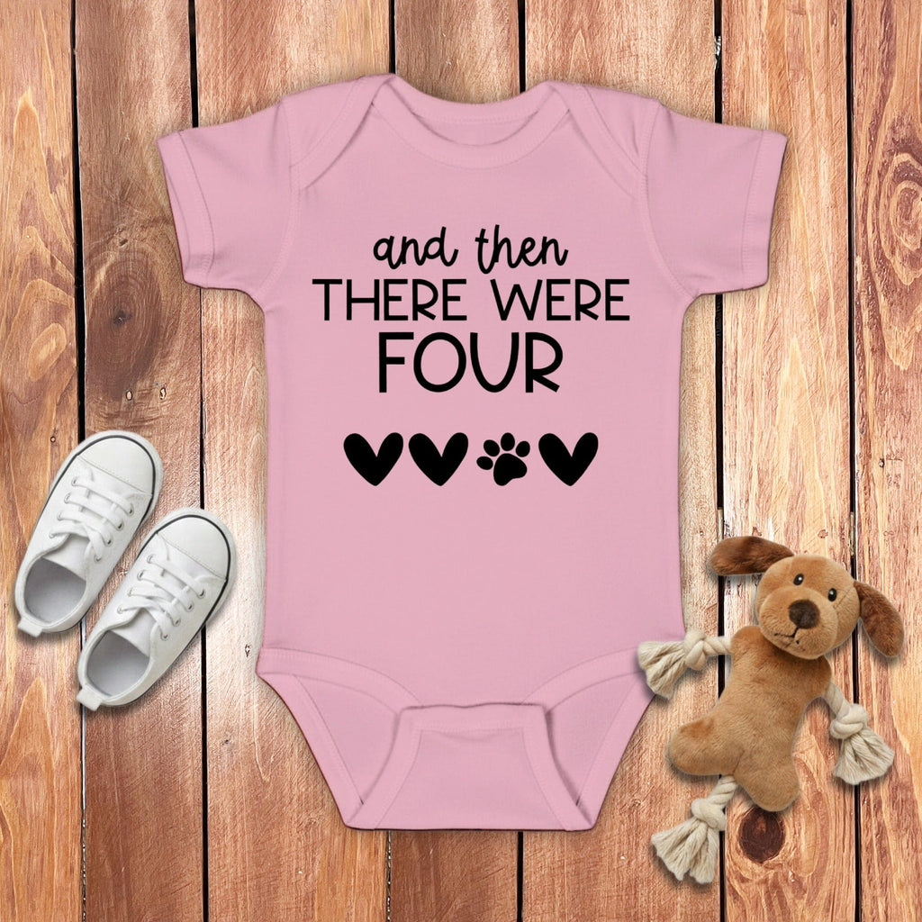 And Then There Were Four Bodysuit in Pink / NB (0-3M) by Puppy Jo
