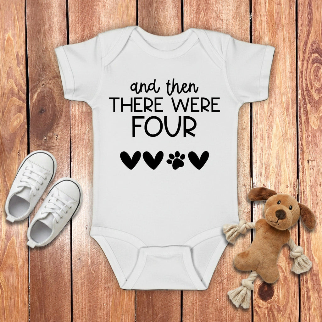 And Then There Were Four Bodysuit in White / NB (0-3M) by Puppy Jo
