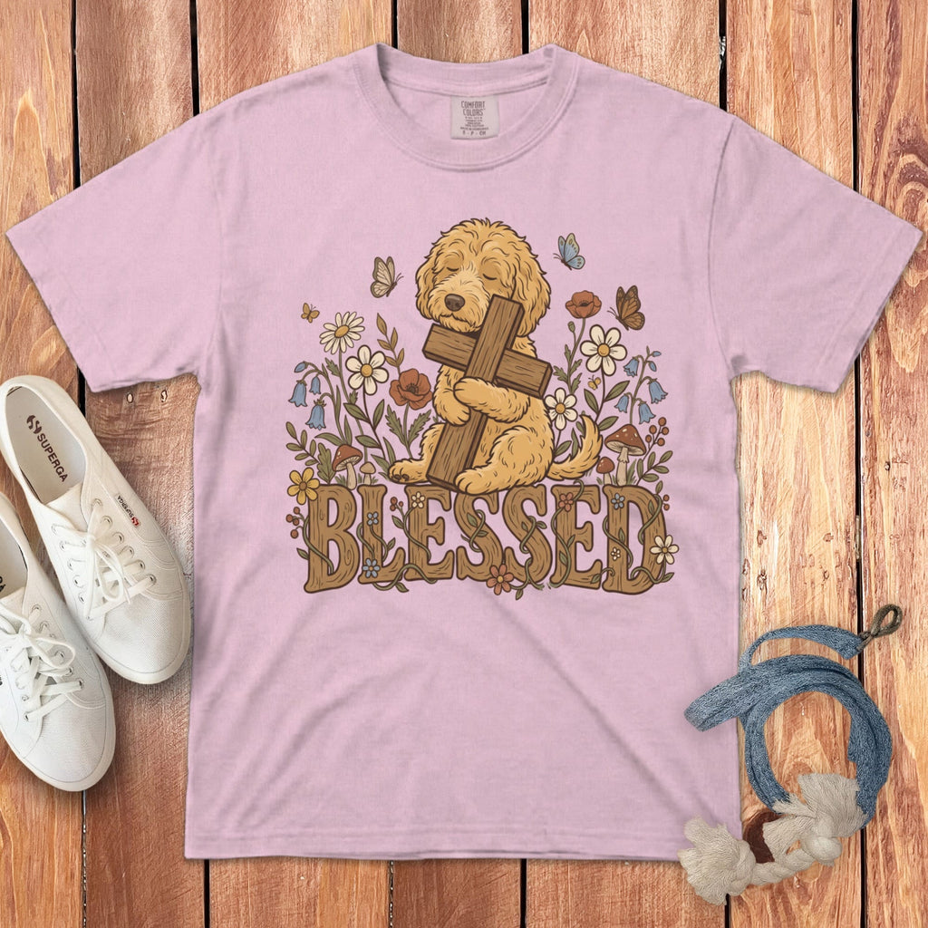 Apricot Blessed Goldendoodle T-Shirt in Blossom / S by Puppy Jo