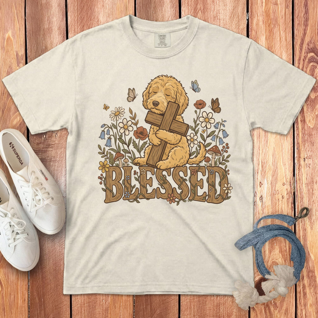 Apricot Blessed Goldendoodle T-Shirt in Ivory / S by Puppy Jo