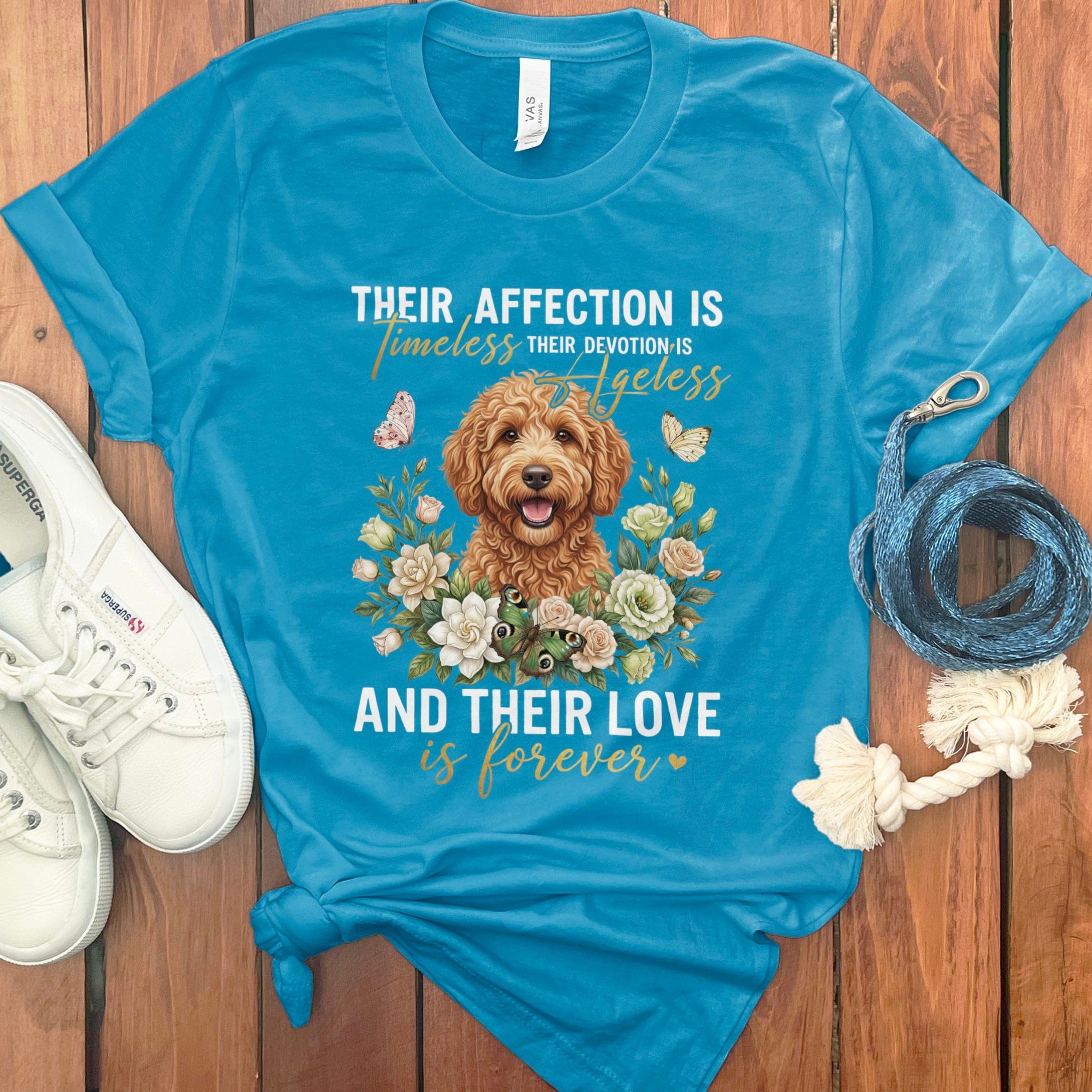 Apricot Doodle Affection T-Shirt in Aqua / M by Puppy Jo