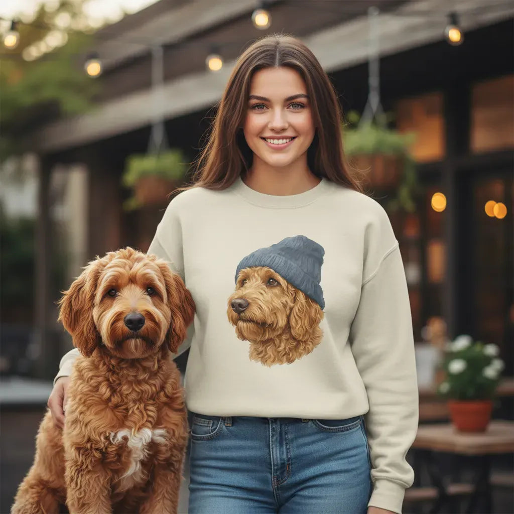 Apricot Doodle Blue Cap Sweatshirt in by Puppy Jo