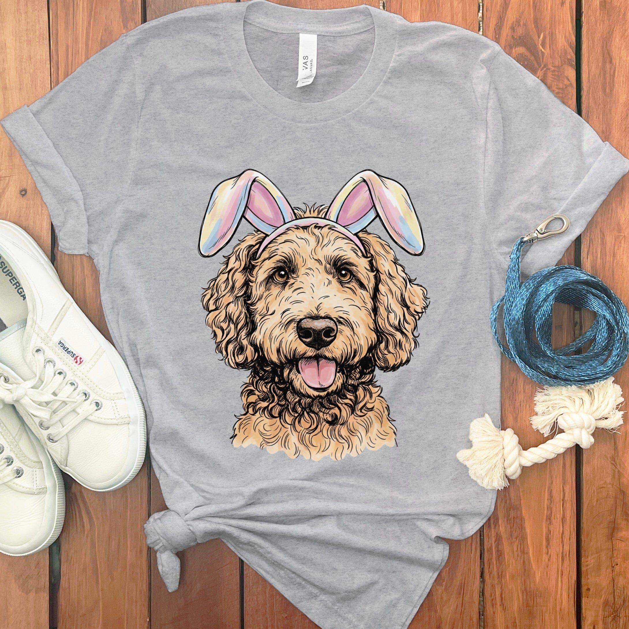 Apricot Doodle Bunny T-Shirt in Athletic Heather / S by Puppy Jo