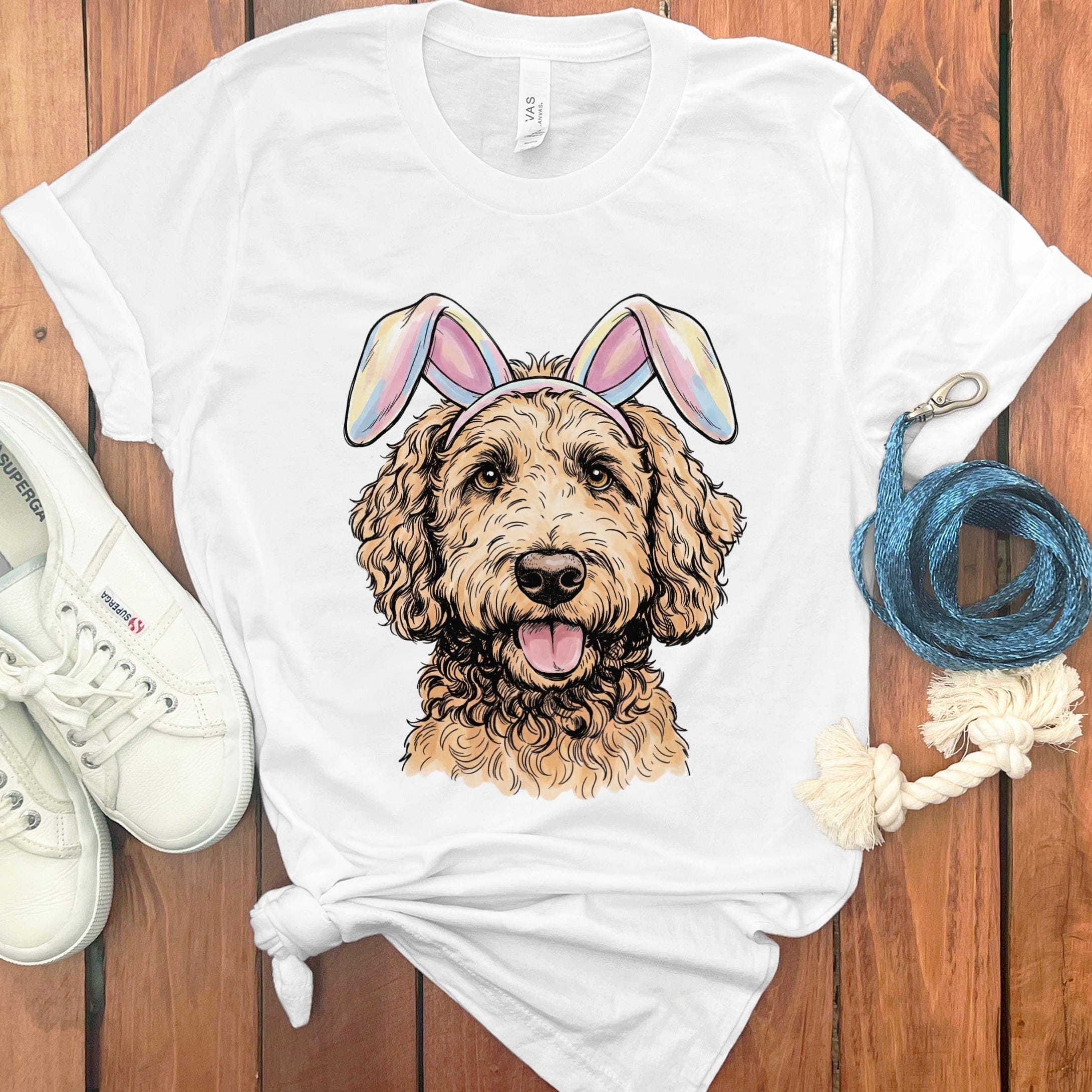 Apricot Doodle Bunny T-Shirt in White / S by Puppy Jo