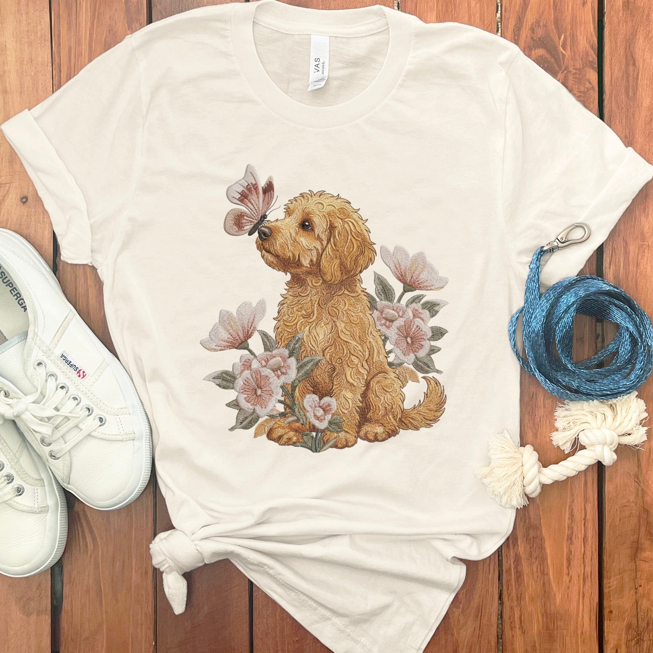 Apricot Doodle Butterfly Kiss T-Shirt in Natural / M by Puppy Jo