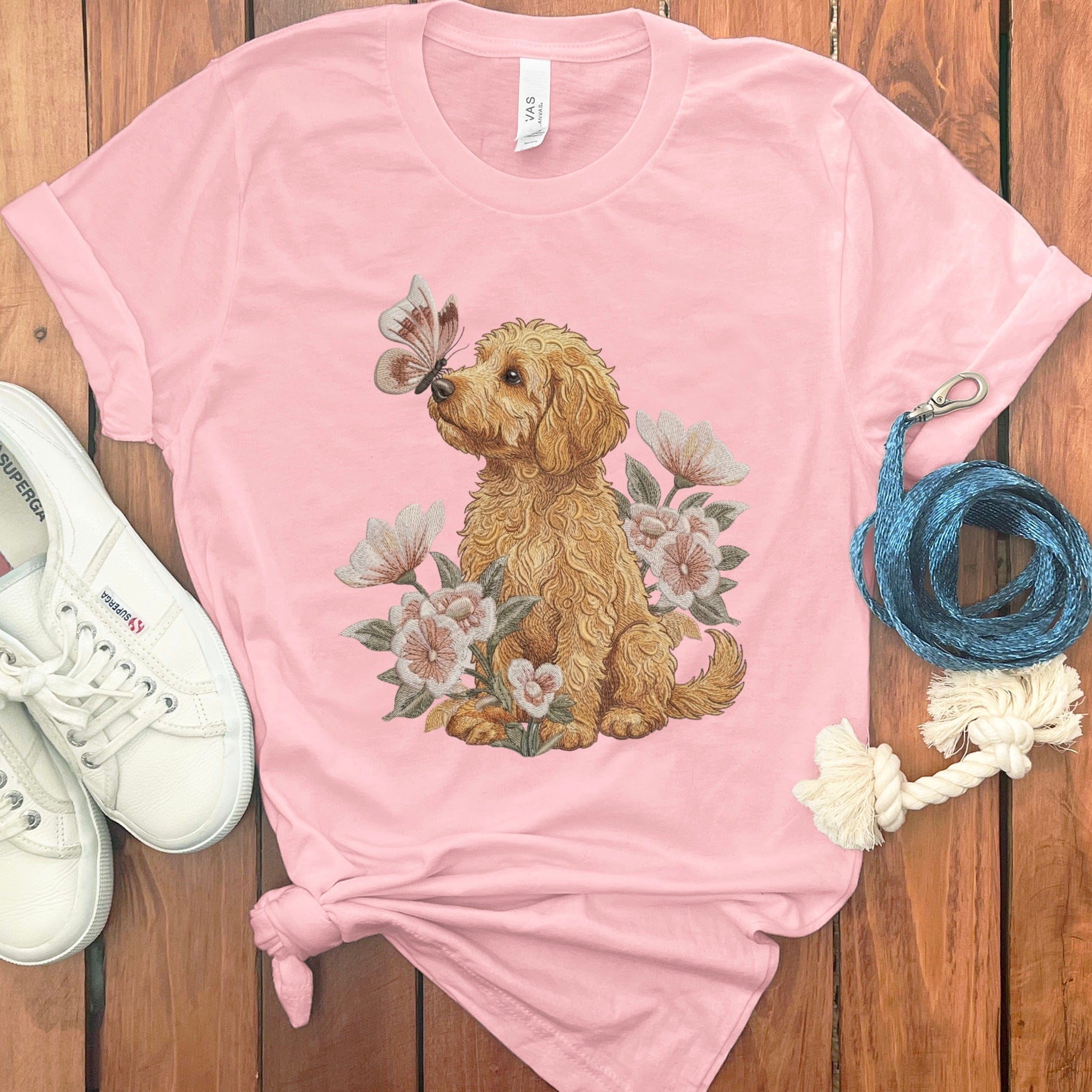 Apricot Doodle Butterfly Kiss T-Shirt in Pink / M by Puppy Jo