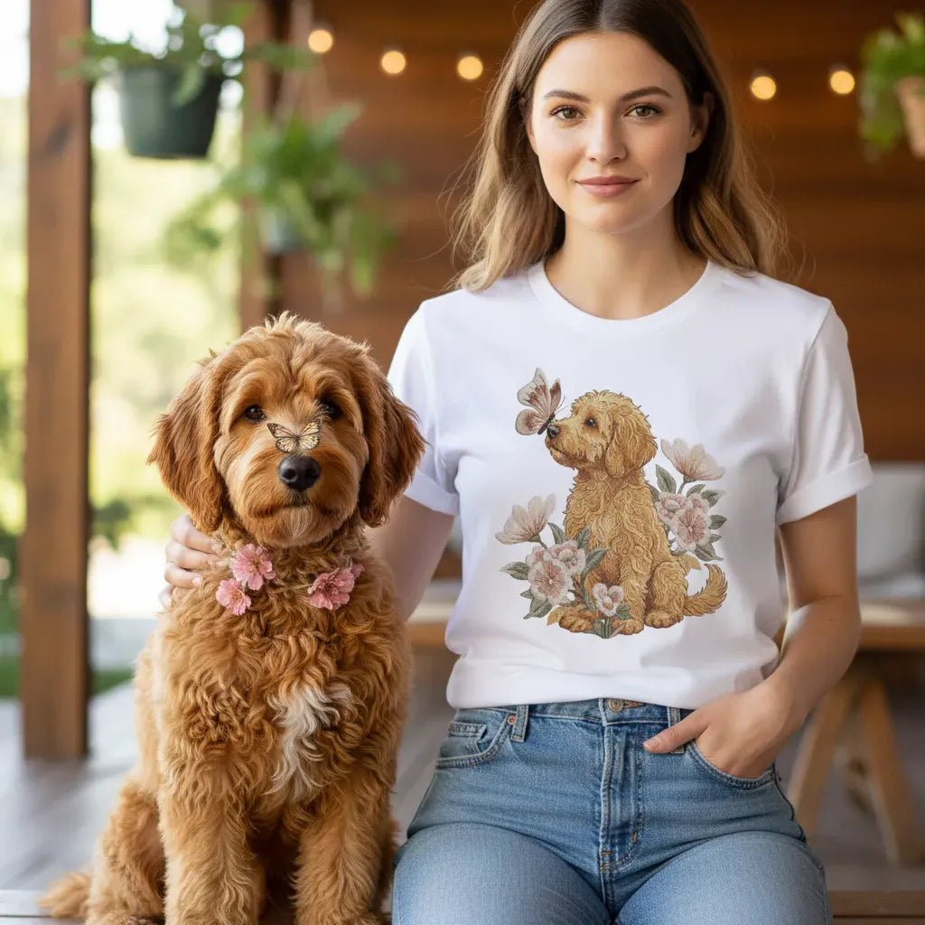 Apricot Doodle Butterfly Kiss T-Shirt in by Puppy Jo