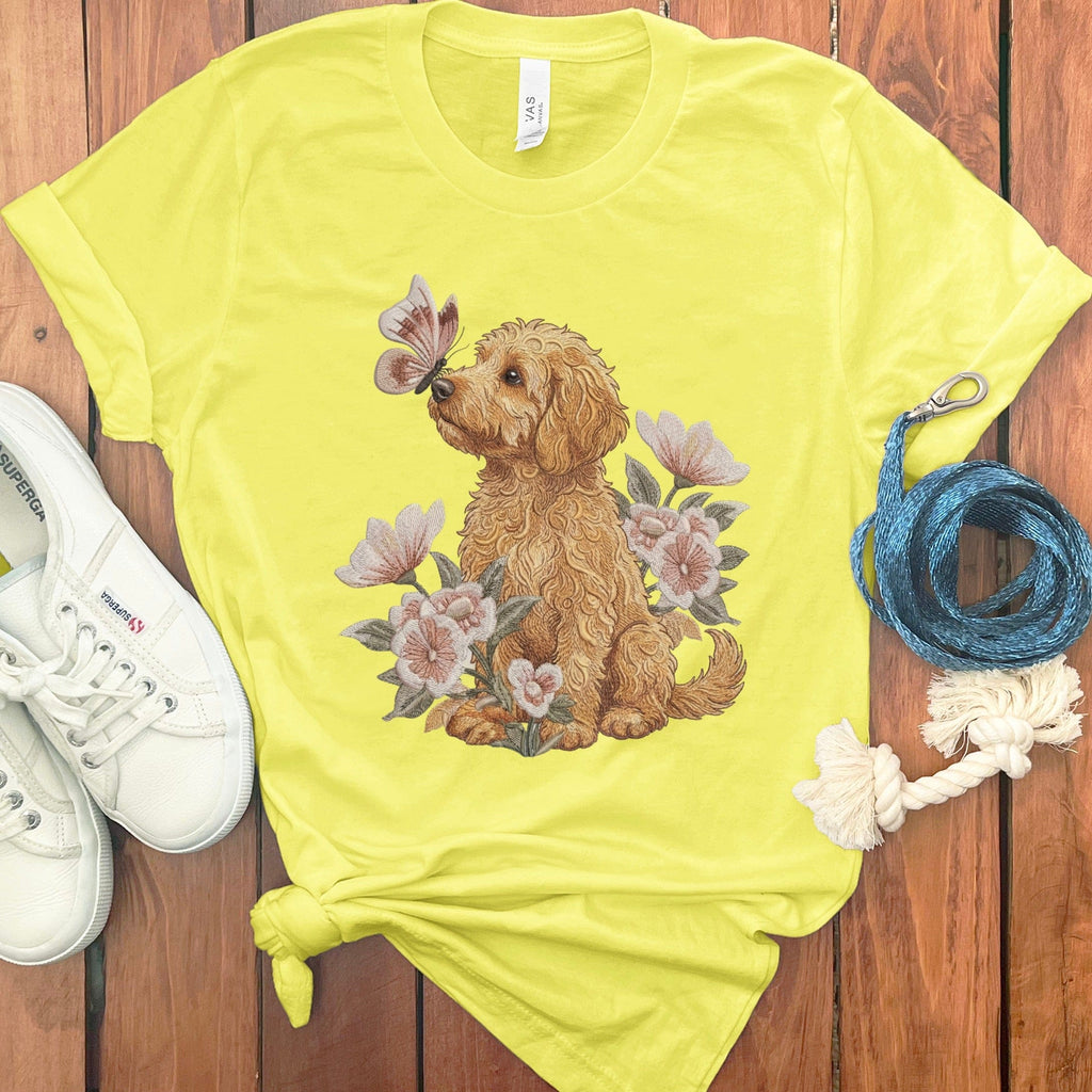 Apricot Doodle Butterfly Kiss T-Shirt in Yellow / M by Puppy Jo