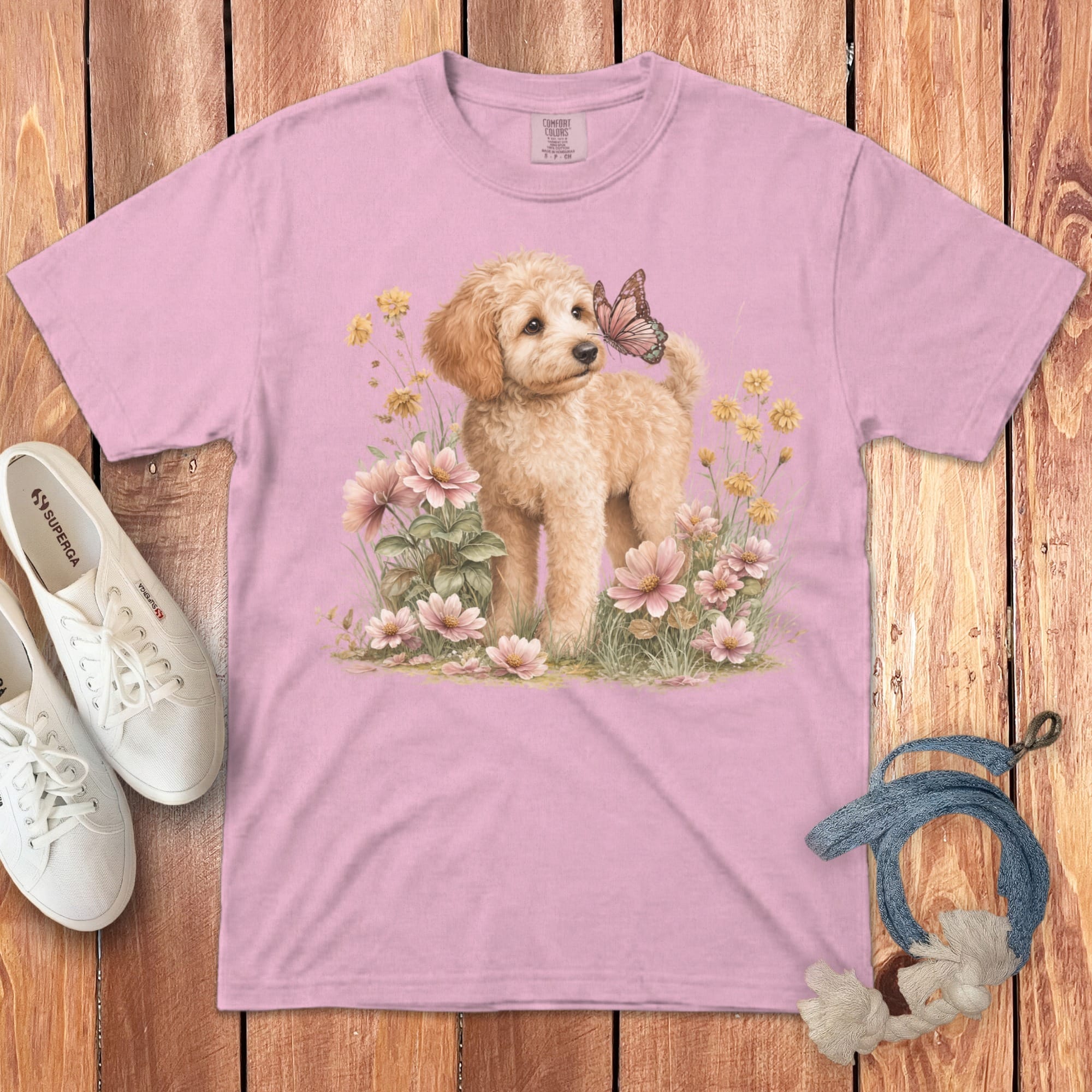 Apricot Doodle Butterfly Signature T-Shirt in Blossom / S by Puppy Jo