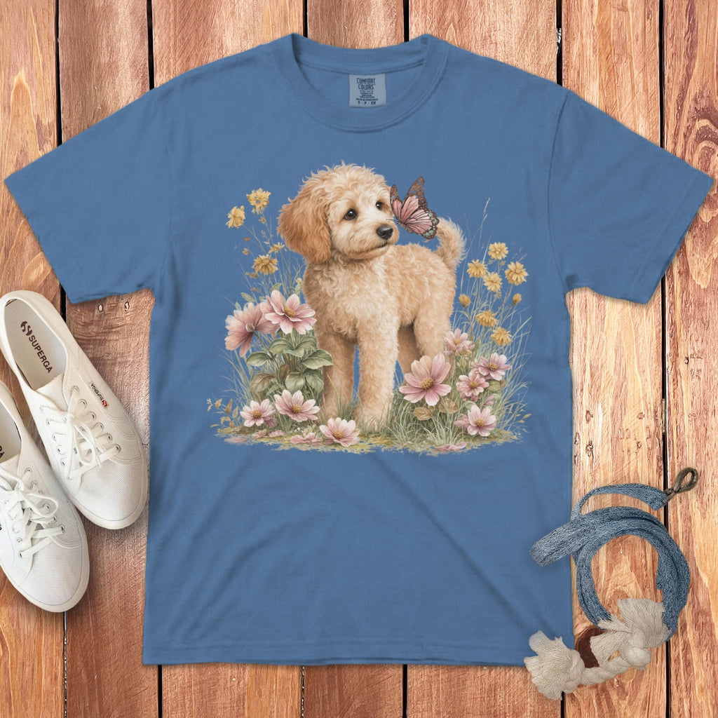 Apricot Doodle Butterfly Signature T-Shirt in Blue Jean / S by Puppy Jo