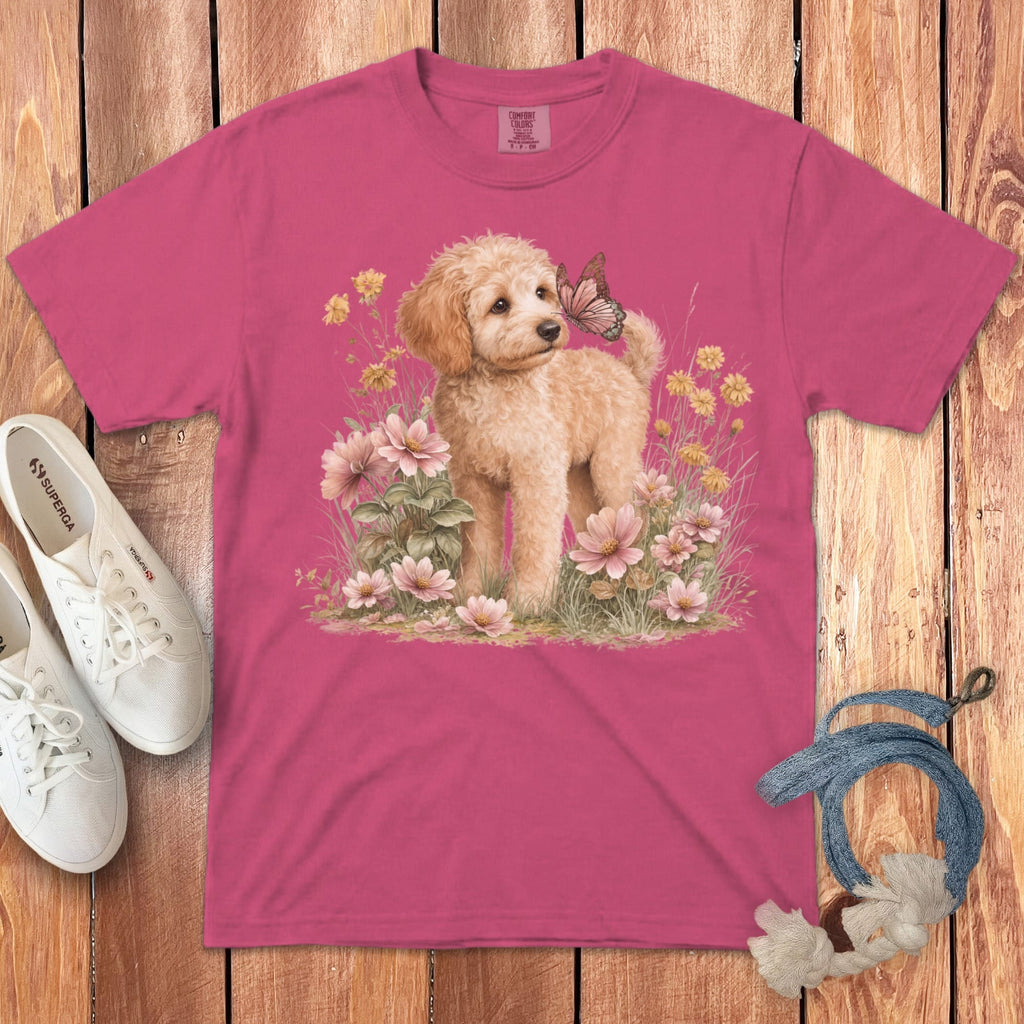 Apricot Doodle Butterfly Signature T-Shirt in Crunchberry / S by Puppy Jo
