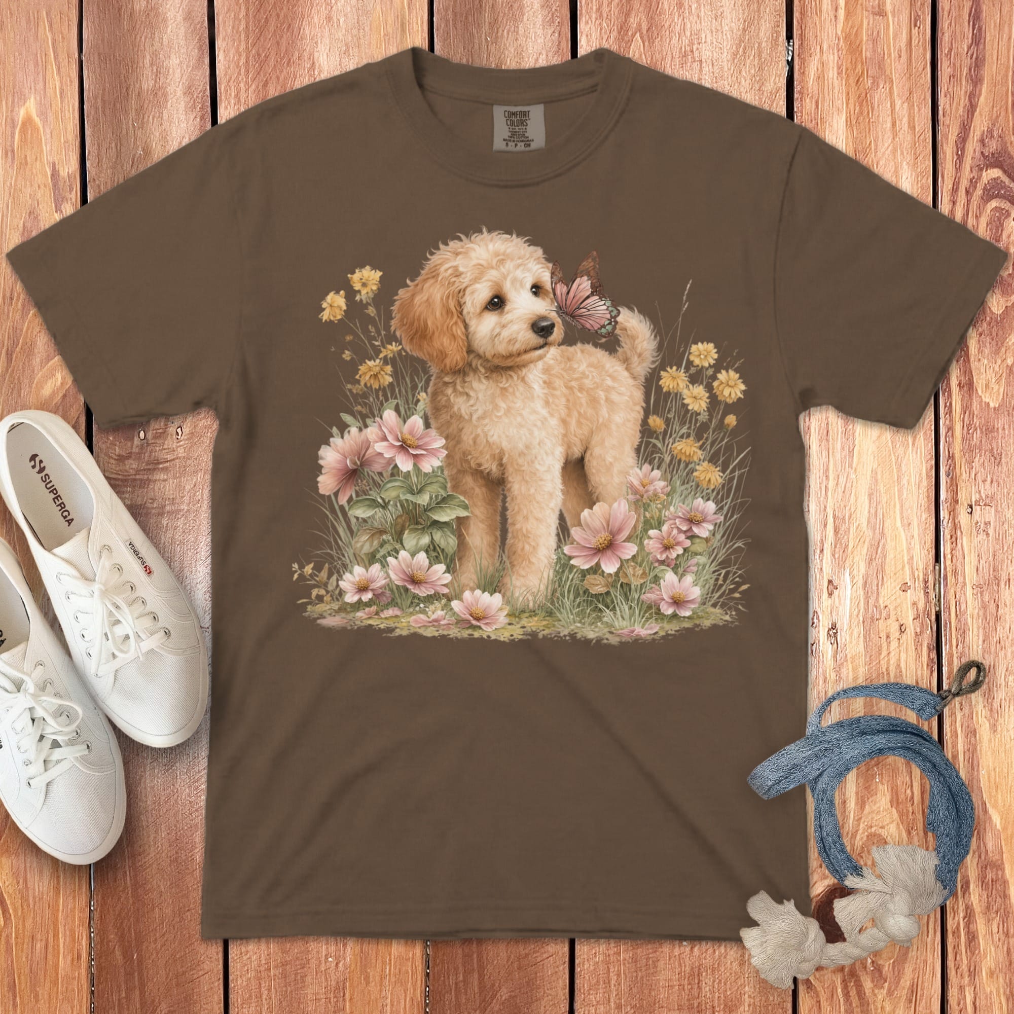 Apricot Doodle Butterfly Signature T-Shirt in Espresso / S by Puppy Jo