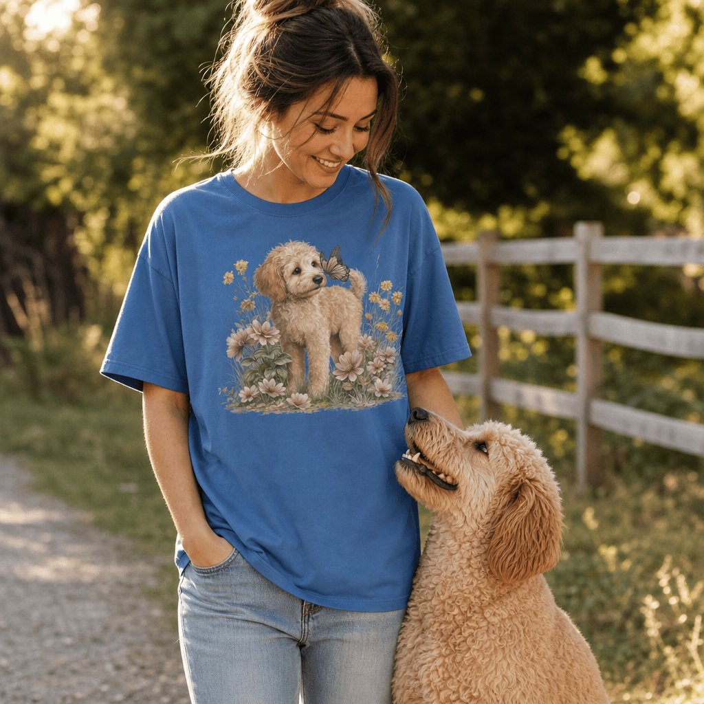 Apricot Doodle Butterfly Signature T-Shirt in by Puppy Jo