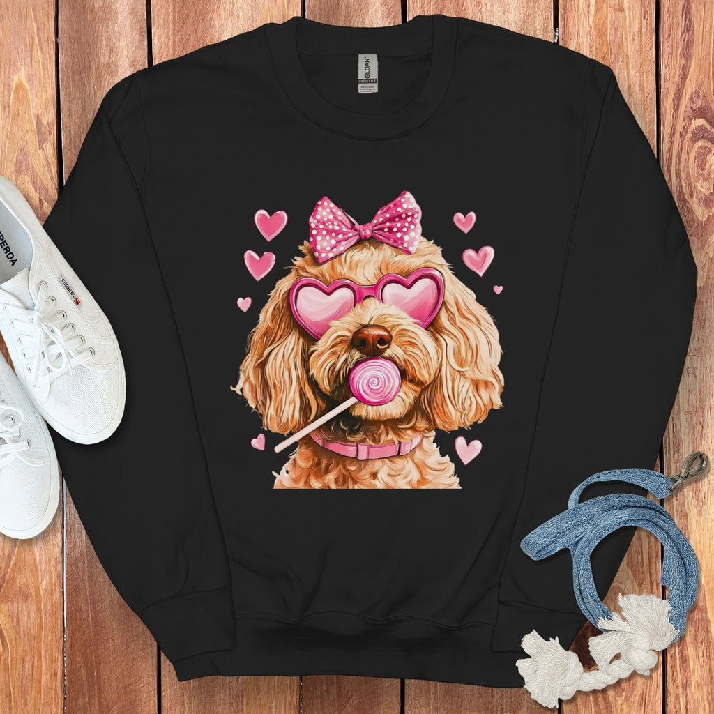 Apricot Doodle Coquette Sweatshirt in Black / S by Puppy Jo