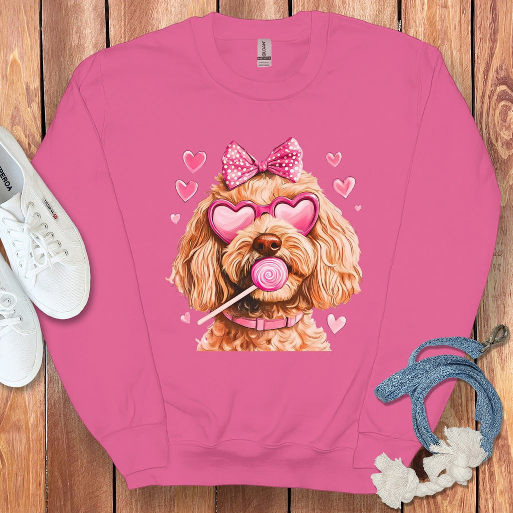 Apricot Doodle Coquette Sweatshirt in Heliconia / S by Puppy Jo