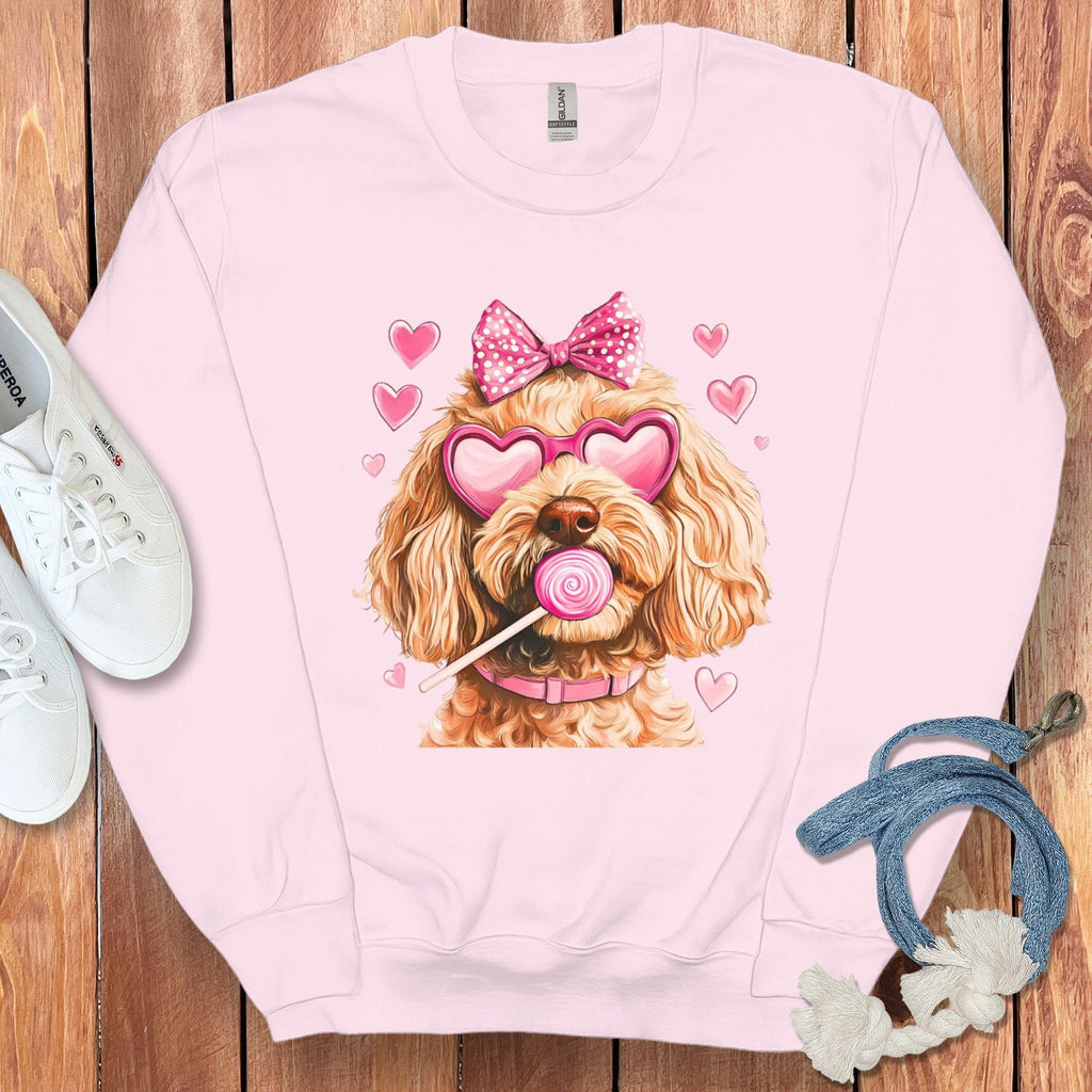 Apricot Doodle Coquette Sweatshirt in Light Pink / S by Puppy Jo