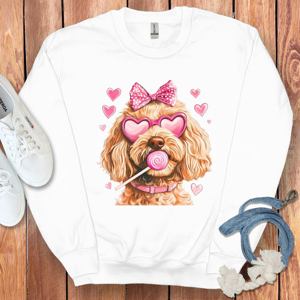 Apricot Doodle Coquette Sweatshirt in White / S by Puppy Jo
