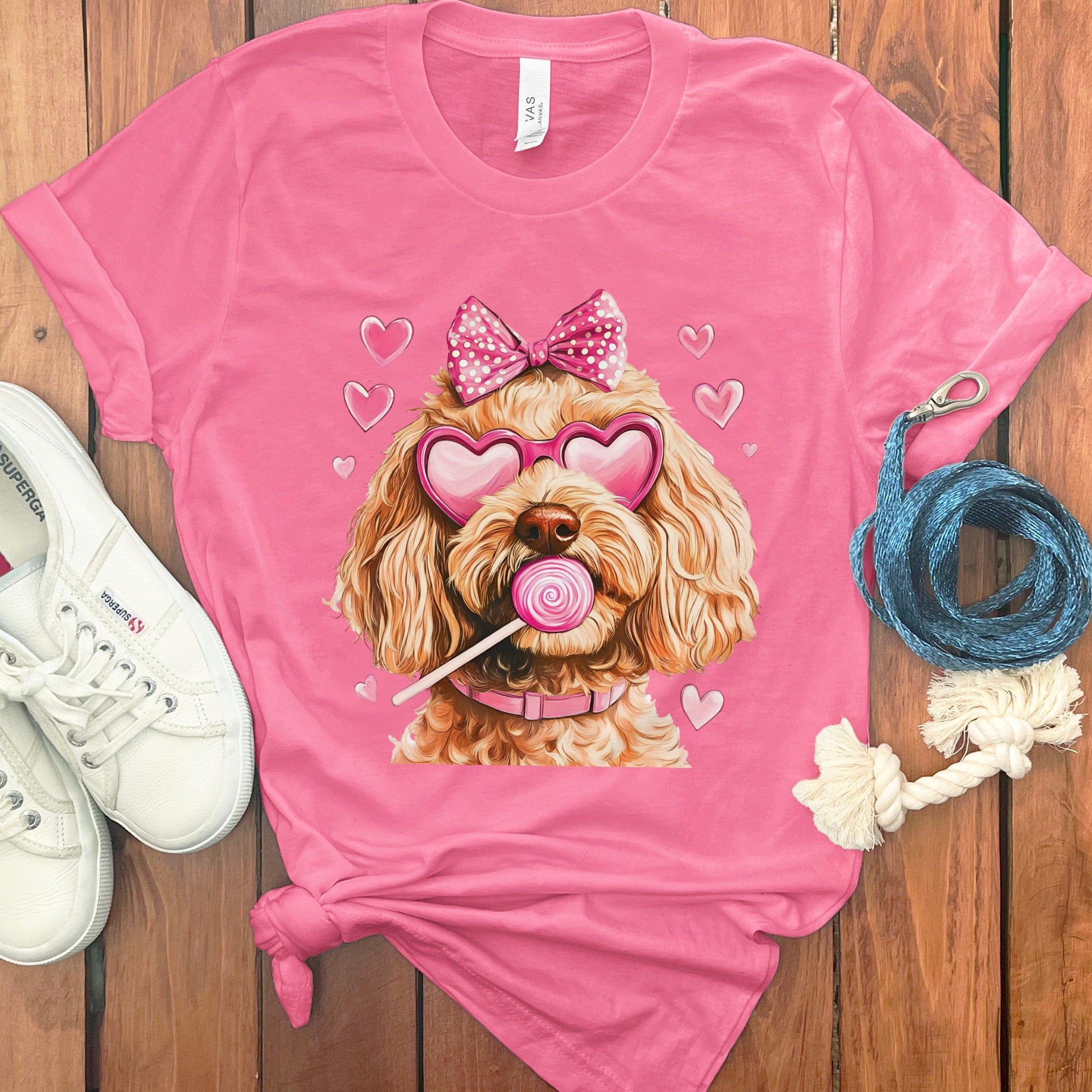 Apricot Doodle Coquette T-Shirt in Charity Pink / S by Puppy Jo
