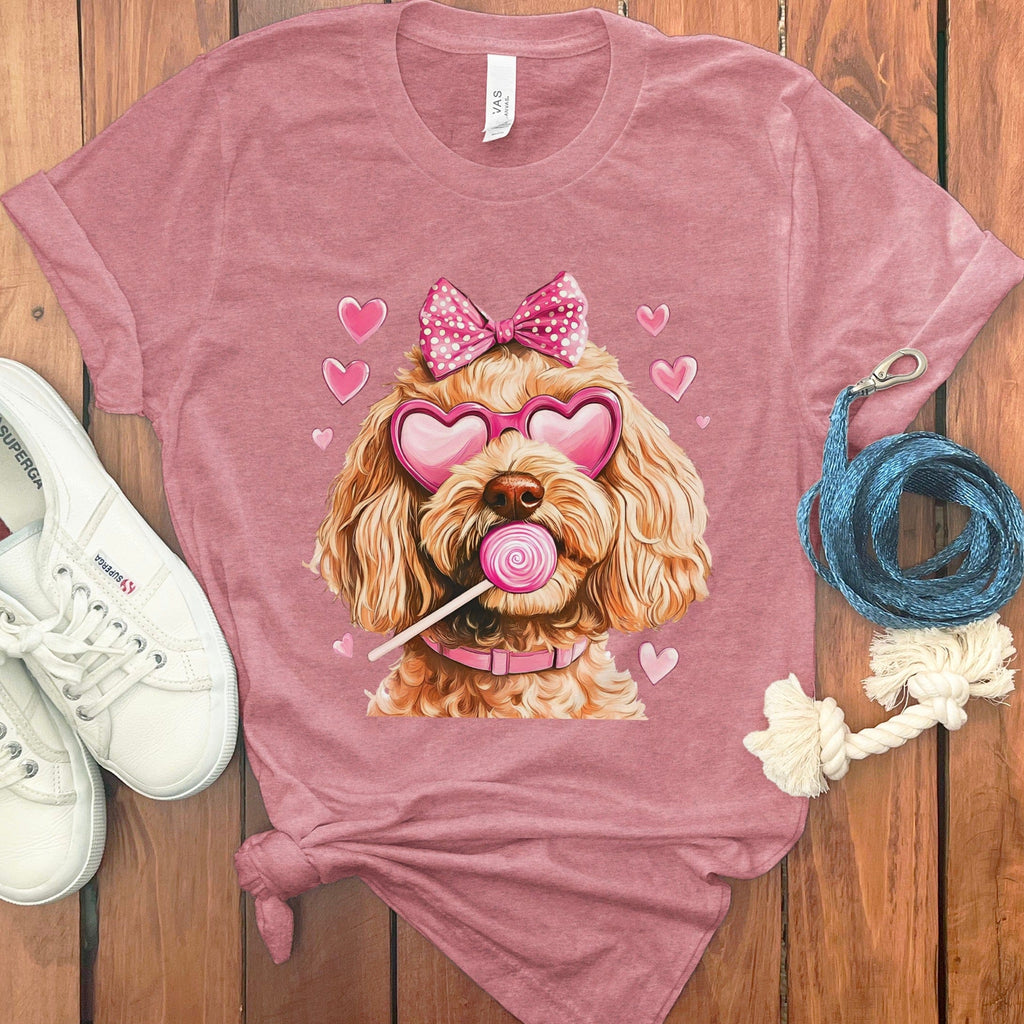 Apricot Doodle Coquette T-Shirt in Heather Mauve / S by Puppy Jo