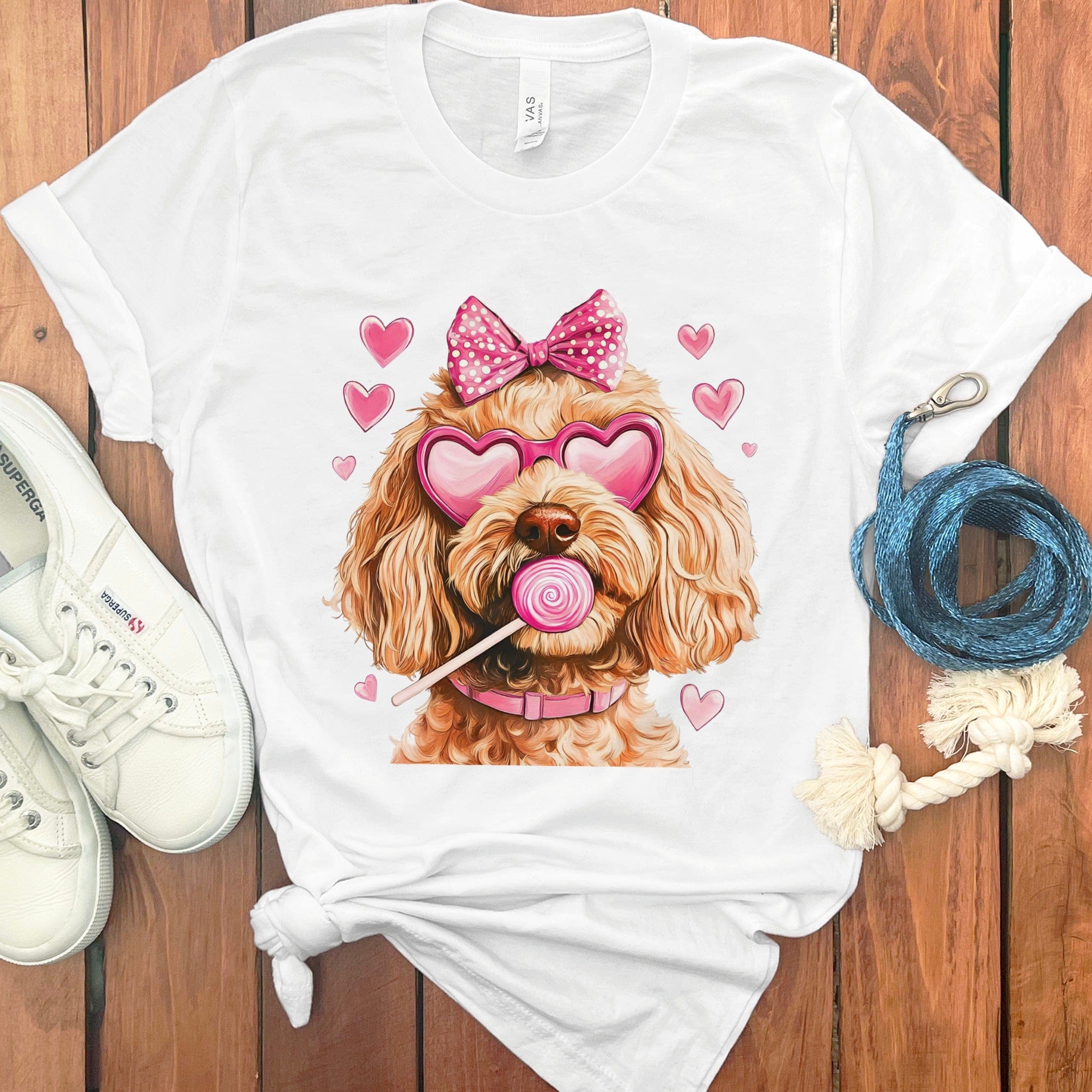 Apricot Doodle Coquette T-Shirt in White / S by Puppy Jo