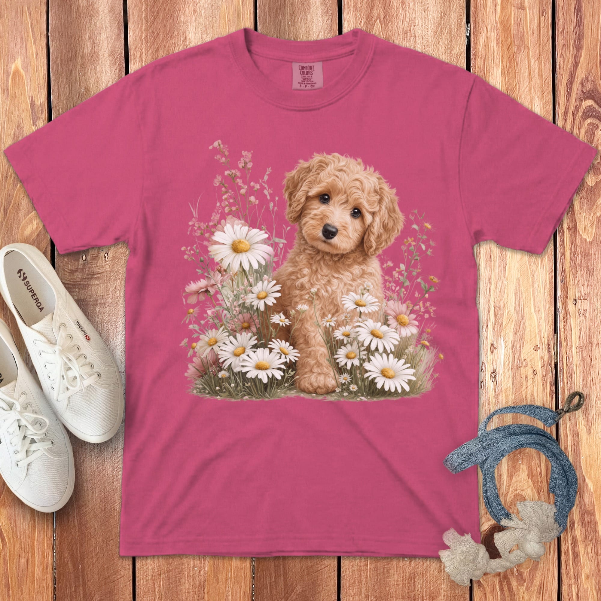 Apricot Doodle Daisy Signature T-Shirt in Crunchberry / S by Puppy Jo
