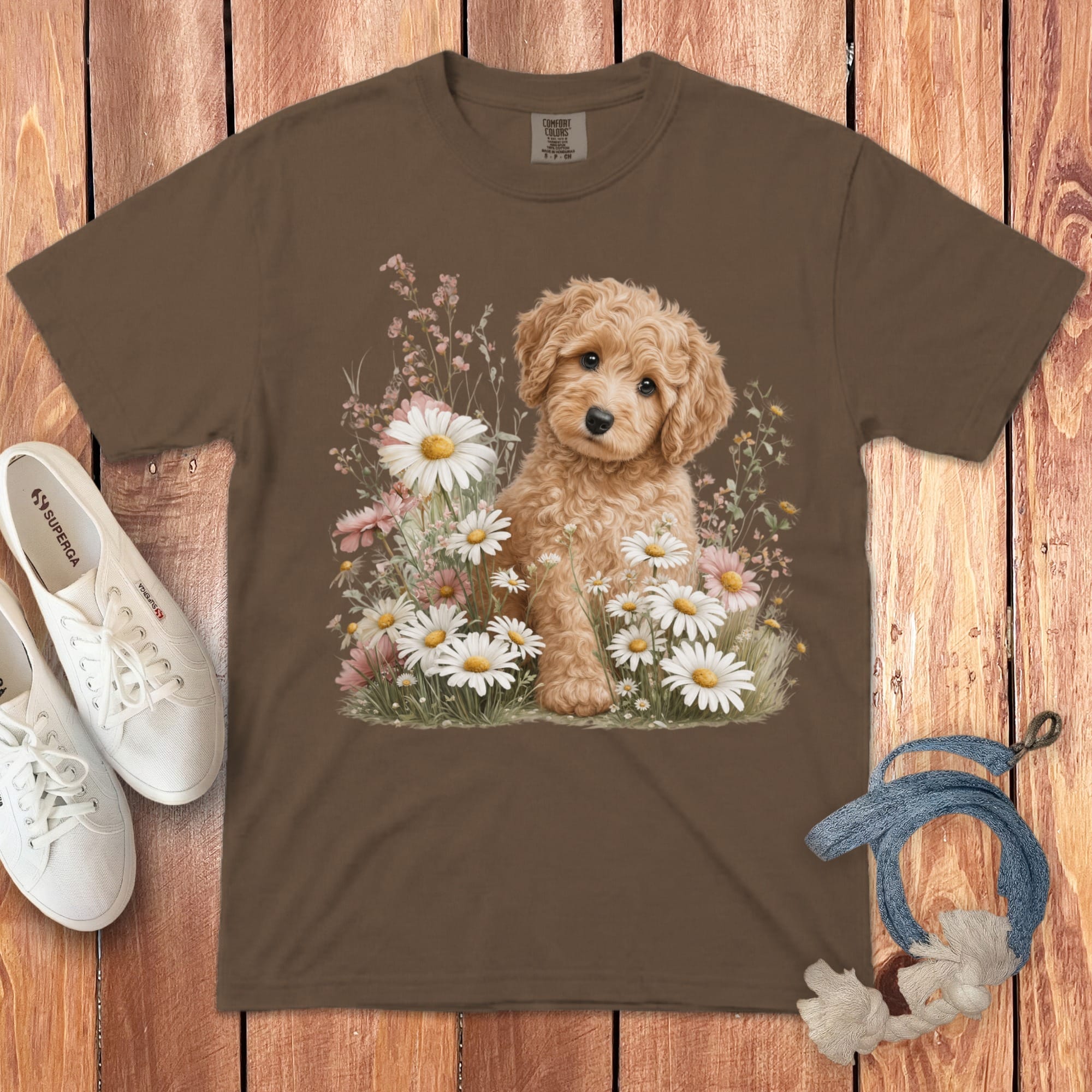 Apricot Doodle Daisy Signature T-Shirt in Espresso / S by Puppy Jo