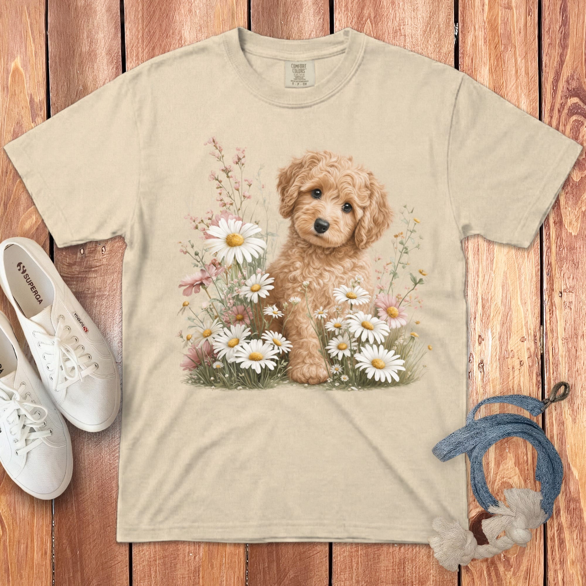 Apricot Doodle Daisy Signature T-Shirt in Ivory / S by Puppy Jo