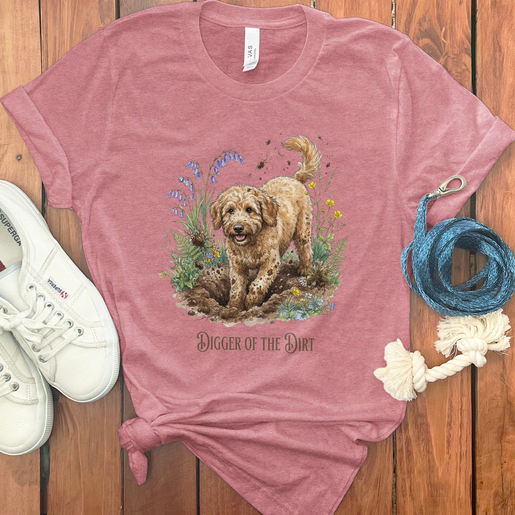 Apricot Doodle Dirt T-Shirt in Heather Mauve / S by Puppy Jo